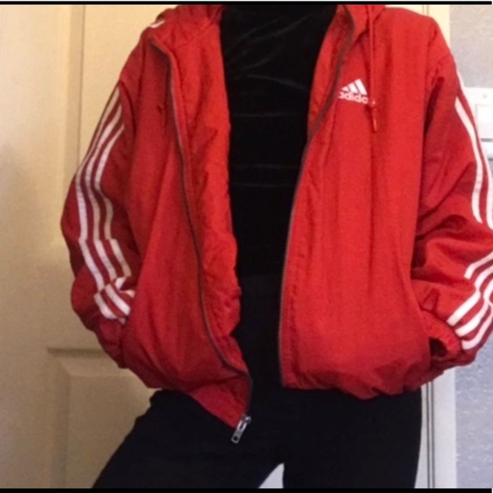 Red adidas windbreaker vintage